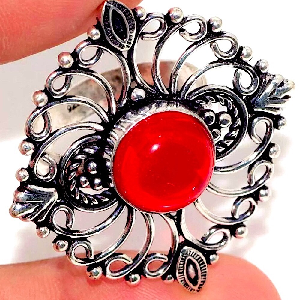 Handmade Silver Carnelian Artisan Statement Ring New